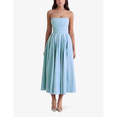 Find HOUSE OF CB Audrey Slim-fit Strapless Cotton-blend Midi Dress Xs on Editorialist. House of CB cotton-blend midi dress65% cotton, 35% polyesterConcealed zip fastening at backSlim fit, strapless design, fitted waist, flared full skirtDry cleanTrue to sizeModel is 5ft 8in / 1.73m and wears a size extra-smallLightweight, non-stretch Chic Strapless Light Blue Midi Dress, Chic Light Blue Strapless Midi Dress, House Of Cb Blue Dress, Light Blue Cocktail Midi Dress, Light Blue Strapless Midi Dress For Summer, Blue Strapless Midi Dress For Cocktail, Cotton Midi Dress For Evening, Blue Knee-length Strapless Dress For Cocktail, Cotton Corset