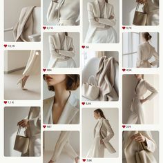 many different images of women in white outfits