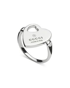 Gucci Sterling Silver Trademark Heart Ring Gucci Ring Women, Pretty Silver Jewelry, Dr Accessories, Rings Chunky, Gucci Ring, Chrome Hearts Ring, Expensive Jewelry Luxury, Gucci Jewelry, Silver Heart Ring