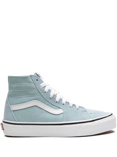 light blue side stripe detailing round toe front lace-up fastening logo patch at the tongue ankle-length branded insole rubber sole These styles are supplied by a premium sneaker marketplace. Stocking only the most sought-after footwear, they source and curate some of the most hard to find sneakers from around the world. Sporty High-top Canvas Shoes With Contrast Sole, Sporty High-top Canvas Shoes With Laces, Casual High-top Custom Sneakers With Cushioned Footbed, Sporty High-top Slip-on Sneakers With Vulcanized Sole, High-top Slip-on Sneakers For Streetwear, Sporty Light Blue Lace-up Skate Shoes, High-top Canvas Shoes With Contrast Sole For Sports, Streetwear Slip-on High-top Sneakers With Vulcanized Sole, White Sole Lace-up Vans Sneakers