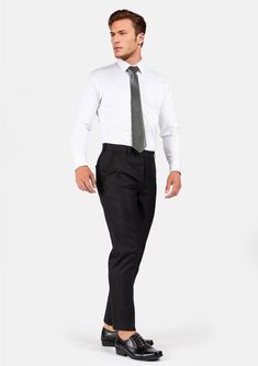 The Black Sharkskin pants provide a standout appearance. Woven with a black sharkskin weave for a subtle shine, feel sharp and distinguished in these premium custom made pants. Professional Black Pants For Business Casual, Semi-formal Sleek Full-length Bottoms, Modern Formal Long Bottoms, Modern Formal Long Pants, Black Tailored Pants For Black-tie Events, Black Tailored Professional Pants, Black Professional Pants For Formal Occasions, Black Professional Formal Pants, Black Formal Professional Pants