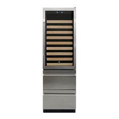 a stainless steel refrigerator with lots of drawers