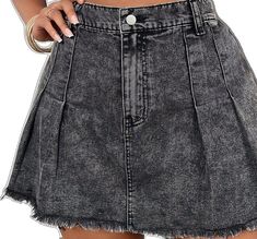 High Waist Grunge Skirt With Pockets, Trendy High Waist Skort, Grunge High-waisted Denim Skirt For Summer, Punk High-waist Denim Skirt With Pockets, Grunge High Waist Denim Skirt For Summer, High-waisted Grunge Denim Skirt For Summer, High Waist Grunge Denim Skirt For Summer, Punk Style Mini Length Bottoms With Pockets, Trendy Non-stretch Mini Skort