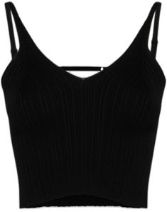 Seamless Cropped Tank Top For Night Out, Chic Black Crop Top With Tank Straps, Chic Black Cropped Tank Top, Chic Cropped Tank Top With Built-in Bra, Elegant Black Cropped Tank Top, Elegant Cropped Black Tank Top, Elegant Black Tank Crop Top, Versace Outfit, Yoko London