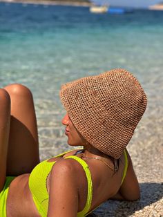 The summer hat is knitted with raffia yarn. does not sweat. The diameter of the top of the hat is 16 cm. If you want an additional size, please specify as a message. Raffia Hats, Raffia Hat, Unique Hats, Summer Hat, Knitted Hat, Bucket Hats, Summer Hats, Straw Hat, Sun Hats