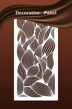 decorative panel with wavy lines in brown and white, on a chocolate colored background that has the words decorative panel above it