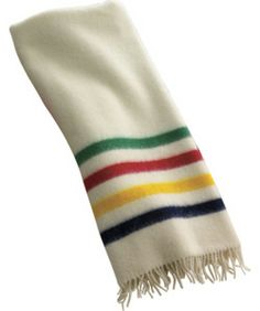 a multicolored striped scarf on a white background