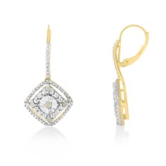 Light up any room with the help of these sparkling diamond dangle earrings. Inspired by the opulent Art Deco period, 0.25 carat worth of delicate diamonds are set in sterling silver in a rose pattern. The dangle gives them extra style and catches the light to add shine to any look. Elegant Diamond-shaped Diamond Earrings, Dazzling Diamond Earrings With Accents, Elegant Cubic Zirconia Earrings Diamond-shaped, Elegant Diamond Shaped Earrings With Diamond Accents, Elegant Diamond-shaped Earrings With Diamond Accents, Dazzling Diamond White Drop Earrings, White Gold Diamond-shaped Earrings With Diamond Accents, Dazzling Diamond Dangle Earrings, Dazzling Diamond Drop Earrings