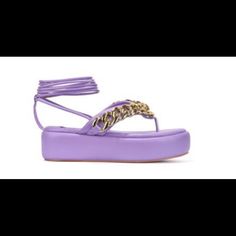 Lavender Pu Toe Lace Thong Sandals True To Size Trendy Purple Sandals For Summer, Purple Platform Sandals For Beach, Purple Platform Sandals For The Beach, Purple Sandals For Beach In Spring, Purple Sandals For Spring, Purple Sandals For Spring And Summer, Purple Summer Sandals For Spring, Trendy Purple Platform Sandals, Purple Ankle Strap Sandals For The Beach