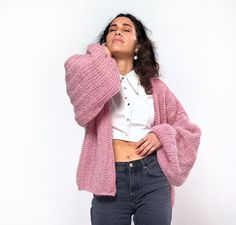 Different colors and models bridal' shawls and boleros for weddings https://www.etsy.com/shop/GlovesAndMore?ref=seller-platform-mcnav&section_id=24594438 Introducing our Mohair Wool Oversized Cardigan - a cozy-chic essential for all seasons! Knitted with care from mohair wool, this cardigan offers an effortlessly stylish oversized fit, accommodating sizes S to L. This cardigan is not buttoned. Our model, a size S, showcases the flattering silhouette and trendy bell sleeves in the accompanying ph Mohair Bolero, Bridal Shawls, Pull Mohair, Knit Coat, Cardigan Knitted, Shrugs And Boleros, Knitted Long Sleeve, Knitted Jacket, Mohair Wool