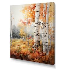 This beautiful "Birch Woods Autumn Tapestry IX" wall art is printed on premium quality cotton canvas using the finest fade-resistant ink. We offer a versatile range to cater to your unique aesthetic preferences. The canvas is stretched tautly over a sturdy wooden frame, giving your artwork a sleek, borderless appearance. For those who desire a touch of elegance and depth, our canvas art is the ideal choice. The canvas is delicately mounted, creating a striking visual contrast between the artwork Autumn Sonata, Woods Autumn, Birch Tree Painting, Floral Wall Art Canvases, Yellow Home Decor, Birch Tree, Metal Artwork, Modern Art Abstract, Metal Wall Decor