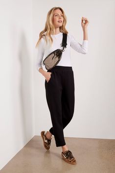 The ultimate wardrobe essential, these comfy Varley pants are crafted in their signature DoubleSoft™️ knit fabric and feature a tapered leg with cuffed hems, side pockets, and a pull-on elastic waist. Tuck in a tee or pair with a pullover for the perfect casual-cool look. | VARLEY Women's The Turn Up Cuff Pants 26', Size Large, Black Inside Out Style, Cuff Pants, Tank Jumpsuit, 2024 Style, Clothing Trends, Cuffed Pants, Fashion 101, Turn Up, Bottom Clothes