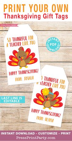 printable thanksgiving gift tags with turkey sayings