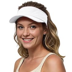 PRICES MAY VARY. PREMIUM MATERIAL: Lanzom running hat is made with high-quality Cotton, our women visor hat wicks away sweat from the hair and brow to keep you cool and dry in the hottest conditions,the visor provides durability and UV resistance. OPTIMAL SUN PROTECTION WITHOUT COMPROMISING VISIBILITY: Unlike most women's visors,Lanzom Visor Hat enables you to enjoy sun protection without sacrificing your field of vision.Our innovative design shields you from the sun's rays while maintaining cla White Breathable Baseball Cap For Outdoor Activities, Breathable Hat For Sports Events In Spring, Breathable Hat For Spring Sports Events, Breathable Sports Hat For Spring Events, Adjustable Breathable Visor For Outdoor Activities, Adjustable White Visor For Outdoor Activities, White Visor With Uv Protection For Outdoor, Breathable Visor Hat For Golf, Sports Brimmed Visor With Uv Protection