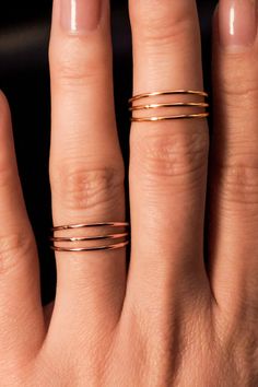 This ring is perfect if you’re looking for the look of individual stacking rings without having them shift. We securely solder 3 individual 14K Rose Gold fill rings together at one point to permanently connect them in place. This ring gives you the look of 3 individual rings evenly spaced out across your finger. Each ring is made of 14K ROSE GOLD FILL Each individual ring measures approx. 1mm in width Made in a SMOOTH finish This listing is for a one single ring (made up of 3 connected stacking rings). Every piece is organic and unique — no two Hannah Naomi pieces are exactly alike.Hand-crafted to order in our Portland, OR studio. Rose Gold 14k Gold Stackable Toe Rings, Rose Gold Stackable Open Rings In 14k Gold Filled, 14k Rose Gold Filled Stackable Rings With Simple Design, Rose Gold Stackable Midi Rings In 14k Gold Filled, Rose Gold Stackable 14k Gold Filled Midi Rings, Rose Gold 14k Gold-filled Open Stackable Rings, Rose Gold Stackable Midi Rings 14k Gold Filled, Rose Gold 14k Gold Filled Stackable Midi Rings, Simple Design 14k Rose Gold Filled Midi Rings