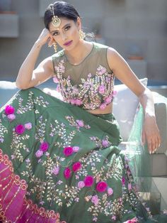 Azalea Green Casade - Tulle Lengha with great Embellishments Embroidery – bAnuDesigns Green Floral Embellished Party Gown, Green Floral Party Gown, Bollywood Green Embellished Choli, Bollywood Style Embellished Green Choli, Bollywood Embellished Green Choli, Green Designer Choli For Party Wear, Green Resham Embroidery Lehenga For Party Wear, Green Embellished Party Wear Choli, Pista Green Choli With Floral Embroidery For Party