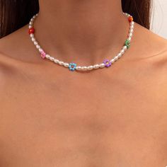 DescriptionColorful Daisy Flower Oval Pearl Chain Choker NecklaceThis seed bead daisy oval pearl chain choker necklace is truly a gift for her to wear with a warm heart and joyful days. Pearls are beautiful gems from oyster in nature. also has been... Seed Bead Daisy, Bead Daisy, Thigh Chain, Enamel Bracelet, Chain Choker Necklace, Pink Turquoise, Pearl Chain, Chain Choker, Daisy Flower