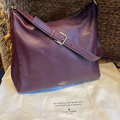 Kate Spade Nwot Aubergine Eggplant Handbag Shoulder Bag Purse Thrift Ideas, Multi Colored Bag, Kate Spade Shoulder Bag, Bags Kate Spade, Patent Leather Handbags, Buckle Bags, Black Leather Tote, Kate Spade Purse, Black Shoulder Bag