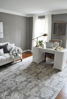 a living room filled with furniture and a rug