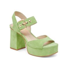 Dolce Vita-Bobby Platform Sandal If looking sophisticated is your thing, you might want to try out the Dolce Vita Bobby platform sandal. This ankle strap sandal has large accented buckle and blingy eyelets that contribute to its luxury. Chunky platform and block heel offer you an elevated appeal. Green Formal Sandals With Buckle Closure, Formal Green Sandals With Buckle Closure, Elegant Green Platform Sandals, Wedding Wardrobe, New Balance Style, Bridal Wedding Shoes, Green Sandals, Trending Sneakers, Chunky Platform