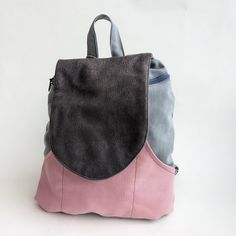 "Pink Gray Canvas Backpack, Vegan Backpack Purse, Everyday Backpack, Small Hippie Rucksack, Durable Fabric Backpack For Women This is a beautiful small canvas backpack purse, vegan, colorful and so adorable! It will be great for hanging out with just the stuff you need! ** SPECIFICATIONS ** Features: + 3 colors/fabrics combination + 3 front slip pockets + one internal pocket which closes with a Velcro snap. + Adjustable shoulders straps to fit any height. + The bag closes with a zipper and top cover with a magnetic snap. + A top carry handle Approximate Dimensions: 14\" height 12\" width 4\" deep 20\" to 35\" Adjustable Strap Weight: ~350 grams ** WASHING INSTRUCTIONS ** Delicate wash with cold water, avoid the spin dryer. If you are not sure please always wash by hands, no wringing out. * School Backpack With Zipper Pocket, School Travel Backpack With Zipper Pocket, Pink Backpack With Zipper Pocket For Daily Use, Back To School Travel Backpack, Daily Use Softback Backpack, Large Capacity Backpack For Everyday Use, School Backpack With Removable Pouch In Canvas, Large Capacity Softback Backpack For Everyday Use, Large Capacity Softback Backpack