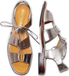 Silver Flat Sandals, Silver Flats, Wooden Heel, Graphic Patterns, Leather Design, Leather And Lace, Flat Sandals, Leather Upper, Sandals