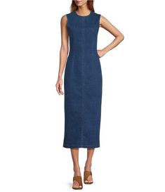 Antonio Melani Elvira Stretch Denim Round Neck Sleeveless Sheath Midi Dress | Dillard's Elegant Sleeveless Summer Denim Dress, Elegant Sleeveless Denim Dress For Summer, Fitted Sleeveless Denim Midi Dress, Spring Sleeveless Denim Dress For Work, Elegant Sleeveless Denim Dress, Spring Sleeveless Bodycon Denim Dress, Sleeveless Bodycon Denim Dress For Spring, Fitted Denim Sleeveless Dress, Bodycon Sleeveless Dress For Spring Workwear