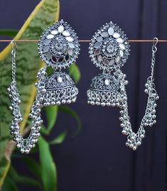 Perfect with ethnic & traditional wear. Fancy Party Wear Traditional Jhumki Earrings. Perfect gift for any occasion for yourself and your dear ones. It is advisable to store jewellery in a zip lock pouch (air tight pouch), keep away from water perfume and other chemicals and clean it with dry and soft cloth. Oxidised Jewelry, Party Wear Traditional, Jhumka Designs, Water Perfume, Jhumki Earrings, Stylish Earrings, Traditional Earrings, Fancy Party, Oxidised Jewellery