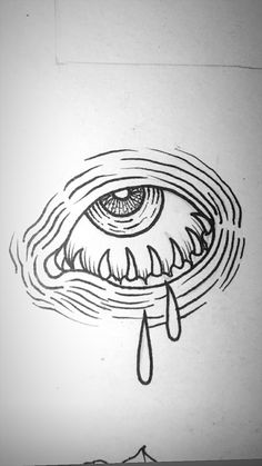 a drawing of an eye with tears coming out of it's center and water dripping from its mouth