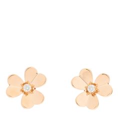 This is an authentic pair of VAN CLEEF & ARPELS 18K Rose Gold Diamond Small Frivole Earrings. The earrings are crafted of 18 karat rose gold and feature a flower motif embellished at the center with a round brilliant cut diamond weighing approximately .16 total carat weight. Flower Motif, Van Cleef Arpels, Van Cleef, Rose Gold Diamonds, Round Brilliant Cut Diamond, Brilliant Cut Diamond, 18k Rose Gold, A Flower, Round Brilliant