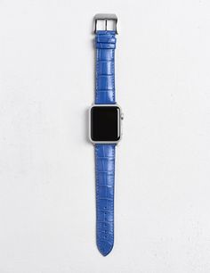 Apple Watch® Leather watch strap in Matte blue alligator Apple Watch Leather, Apple Watch Leather Strap, Apple Watch Bands Leather, Ostrich Leather, Leather Watch Strap, Leather Watch Bands, Leather Pieces, Apple Watch Strap, Square Watch