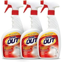 three bottles of iron out on a white background