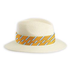 Golden Valley Hat Band Adjustable Woven Fedora For Kentucky Derby, White Woven Brimmed Hat Bands, Adjustable Yellow Fedora For Kentucky Derby, Yellow Adjustable Fedora For Kentucky Derby, White Adjustable Woven Hat, Adjustable White Woven Hat, Spring Yellow Adjustable Hat Bands, Adjustable Yellow Panama Hat With Flat Brim, Adjustable Yellow Straw Fedora Hat