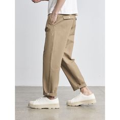 Cotton Straight Casual Pants Fabric: 100%Cotton Size: S, M, L, XL, 2XL, 3XL, 4XL Multiple Color Selections: Black, Khaki, Navy Blue  Season: Spring, Fall, Summer Romper Suit, Pants Fabric, Suit Shirts, Simple Lighting, Dark Khaki, Multiple Color, Blue Jacket, Mens Bottom, Combed Cotton