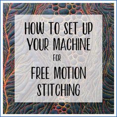 the words how to set up your machine for free motion stitching on a quilt