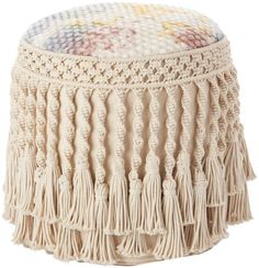 Lifestyle AQ407 Multicolor Pouf - Rug & Home Macrame Round, Round Pouf Ottoman, Macrame Pillow, Jute Fabric, Life Styles, Boho Macrame, Round Pillow, Pouf Ottoman, Perfect Pillow