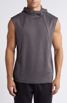 Cool and lightweight in a moisture-wicking fabric, this sleeveless hoodie is the perfect layer for your workout whether on the track or in the gym. 27" length (size Medium) Fixed hood Moisture-wicking fabric engineered for dryness and comfort 100% polyester Machine wash, tumble dry Imported Casual Stretch Dri-fit Tops, Dri-fit Athleisure Workout Tops, Stretch Dri-fit Athleisure Activewear, Crew Neck Stretch Muscle Tee For Sportswear, Stretch Crew Neck Muscle Tee For Sportswear, Sportswear Stretch Muscle Tee With Crew Neck, Stretch Muscle Tee With Crew Neck For Sportswear, Functional Stretch Muscle Tee With Crew Neck, Stretch Muscle Tee With Crew Neck In Sportswear Style