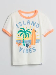 Toddler Graphic T-Shirt | Gap Factory Summer Jersey T-shirt With Letter Print, White Jersey T-shirt For Summer, White Jersey T-shirt With Logo Print, White Jersey T-shirt, Playful Crew Neck Tops With Screen Print, Playful Cotton T-shirt With Front Print, White Pre-shrunk Jersey T-shirt, Pre-shrunk White Jersey T-shirt, Playful White T-shirt With Graphic Print