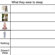 an image of what they wear to sleep in the morning and night time, as well as other things that can be seen here