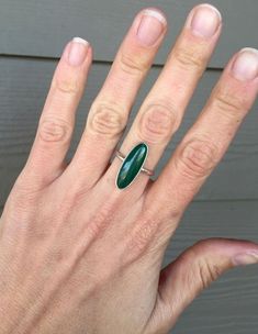 Minimalist Elongated Emerald Green Malachite Sterling Silver Statement Ring | Malachite Ring | Silver Ring | Gifts for Her | Elegant Ring by GildedBug on Etsy Malachite Ring, Oval Setting, Elongated Oval, Malachite Rings, Malachite Jewelry, Ring Gifts, Gold Rings Jewelry, Green Malachite, Statement Ring Silver