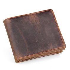 Men Wallets Luxury Horse Leather Wallet Leather Short Wallet Men'S Leather Wallet - Dazpy Leather Wallet Men, Man Purse, Brown Leather Wallet, Handmade Wallets, Color Cafe, Handmade Leather Wallet, Luxury Wallet, Short Wallet, Genuine Leather Wallets