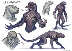 an image of some creature designs for the game demongear, with different poses and body shapes