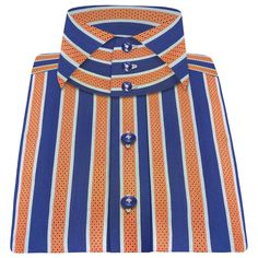 Men's President Cutaway High Collar Dress Shirt Orange Blue Vintage Stripes 100% Cotton Long Sleeves Shirt Style-Duke of Windsor Style, Shirts/ Harry Hill Style. Collar Style: Windsor Collar/ Cutaway collar shirt/ President Cutaway Collar/ Cut Away Collar/ Shark Collar Shirt/ Extreme Cutaway Collar Shirt/ Italian Spread Collar/ Wide Spread Collar/ Londoner Collar Shirt Hand-Made on Order Pockets: Without pocket (Chest pocket can be added on request) Fabric: 100% Egyptian cotton soft & comfortabl Formal Look For Man, Harry Hill, Casual Grooms, High Collar Dress, Dress Shirt Men, Red Carpet Party, Dinner Wear, Cutaway Collar, Wedding Shirts