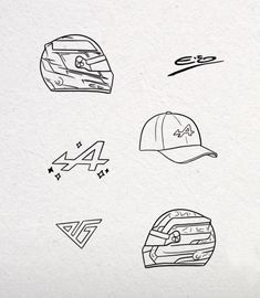 the drawing shows different types of hats