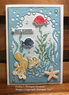 a card with some sea animals on it