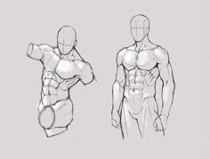 three different views of a man's body and torso, from the front to the back