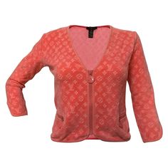 LOUIS VUITTON Terry Cloth Monogram Three-Quarter Sleeve Cardigan  – 24/7 archives Fitted V-neck Luxury Cardigan, Luxury Long Sleeve Sweater For Spring, Pink Fitted Luxury Tops, Luxury Fitted Pink Tops, Designer Long Sleeve Spring Cardigan, Luxury Spring Cardigan, Luxury Pink Tops For Spring, Designer Fitted Cardigan For Spring, Luxury Long Sleeve Cardigan For Spring