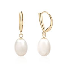 "Classic Pearl Drop Earrings feature AA+ Quality 12-14MM Natural Freshwater Pearl Teardrops dangling from 14K Solid Gold shield accented lever backs. Perfect for weddings, special occasions or for a polished look at work, adding a touch of elegance and a hint of bling to any outfit. Sure to become a staple of jewelry box.  Pearl is the Birthstone for June and gemstone for celebrating 3rd or 30th Anniversaries. PRODUCT INFORMATION - METAL: 14K Gold Filled or Sterling Silver - LENGTH: 1.3\" or 33M Classic Yellow Gold Bridal Earrings, Classic Oval Hoop Earrings For Wedding, Yellow Gold Oval Pearl Earrings For Anniversary, Classic Oval Pearl Earrings In 14k Gold, Elegant Oval Hoop Earrings For Wedding, Classic Oval 14k Gold Pearl Earrings, 14k Gold Hoop Earrings With Pearl Drop For Weddings, Classic Hypoallergenic Bridal Earrings For Formal Occasions, Formal White 14k Gold Bridal Earrings