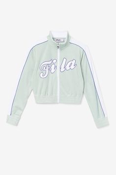 Valery Velour Jacket - Fila | Fila Sporty Spring Outerwear With Embroidered Logo, Fall Track Jacket With Side Stripes And Long Sleeves, Fall Track Jacket With Side Stripes, Sporty Track Jacket With Embroidered Logo For Fall, Sporty Fall Track Jacket With Embroidered Logo, Spring Track Jacket With Contrast Stripes, Spring Track Jacket With Contrast Stripes And Long Sleeves, Fitted Sportswear Track Jacket With Ribbed Cuffs, Spring Track Jacket With Letter Print