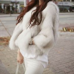 Womens Korean Fashion Fluffy Faux Fur Round Neck Short Jacket Winter Warm Outwea | eBay Fluffy Faux Fur Outerwear For Spring, Chic Fluffy Fur Coat, Chic Fluffy Fur Coat For Spring, Elegant Fluffy Winter Outerwear, Chic Faux Fur Winter Outerwear, Chic Faux Fur Outerwear For Winter, Fluffy Fur Coat For Cold Weather, Chic Solid Faux Fur Outerwear, Fluffy Fur Coat For Cold Weather In Spring